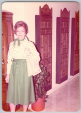 Vtg Color Snapshot Fashionable Woman Green Skirt Polka Dot Blouse Decor 1976