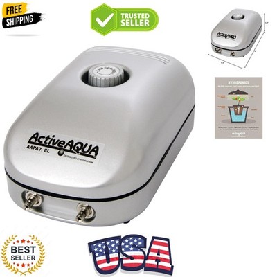 AAPA7.8L Active Aqua, 2 Outlets, 3W, 7.8 L/min Air Pump, Silver
