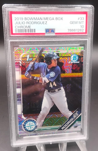 2019 Bowman Chrome Mega #33 Julio Rodriguez RC (Mariners) Mojo Refractor PSA 10