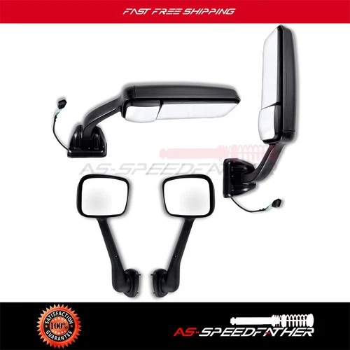 For Freightliner Cascadia Side Black Mirrors Manual & Power Heated Pair