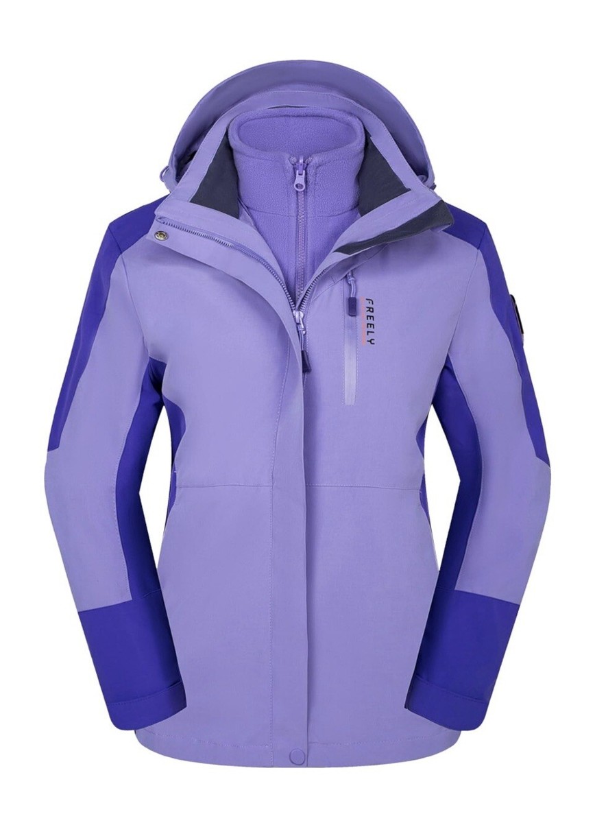 3-in-1 Women's Winter Snow Waterproof Jacket Warm Fleece Lined Size Large