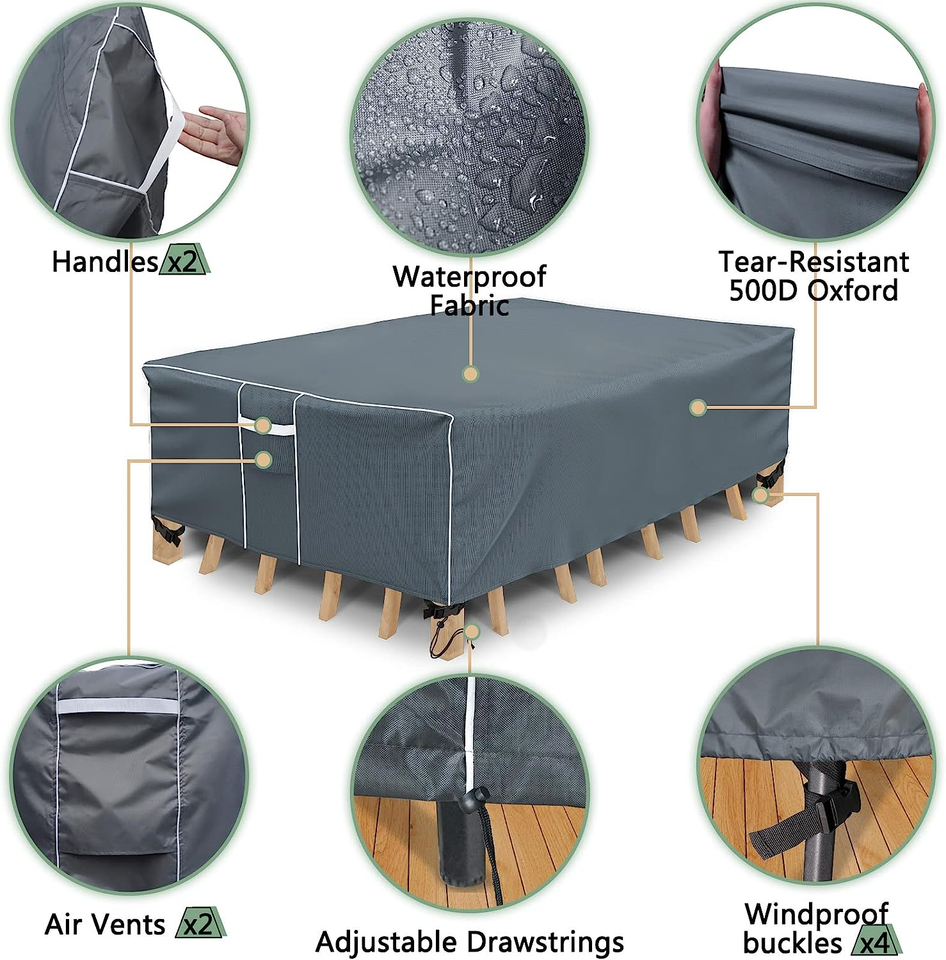 Patio Furniture Covers, Waterproof Outdoor Sectional Cover, 500D Heavy