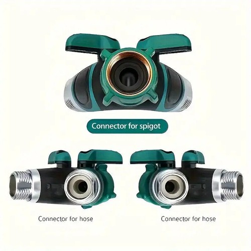 3/4" Double Two Way Tap Garden Connector Adaptor Hose Splitter Y Valve Female - Picture 10 of 11