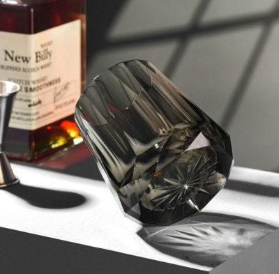 Vintage K9 Diamond Cut Crystal Whiskey Glass Hand-Carved Bourbon Whisky Tumblers