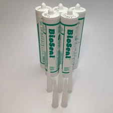 (Lot of 5) Tubes BioSeal Silicone Caulk Sealant- Kitchen & Bath Grade CLEAR, New