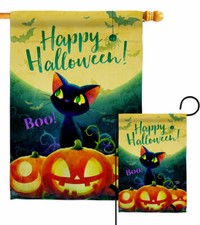 Cute Black Cat Garden Flag Halloween Fall Decorative Gift Yard House Banner
