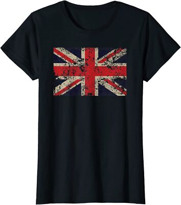 Vintage Union Flag Great Britain Union Jack Novelty Ladies' Crewneck T-Shirt