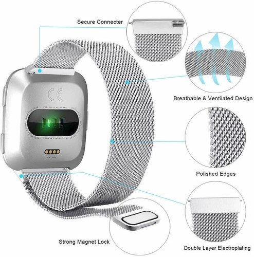For Fitbit Versa 3 Sense 2 1 Lite Band Milanese Stainless Magnetic Watch Strap - Picture 2 of 32