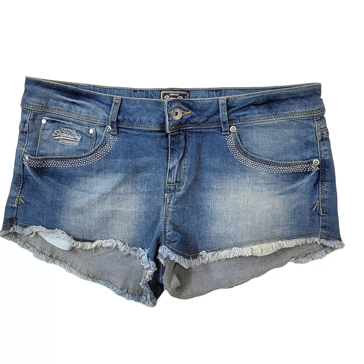 Superdry Hot Pants Diamante Denim Cotton Shorts Uk Women s UK 14 W