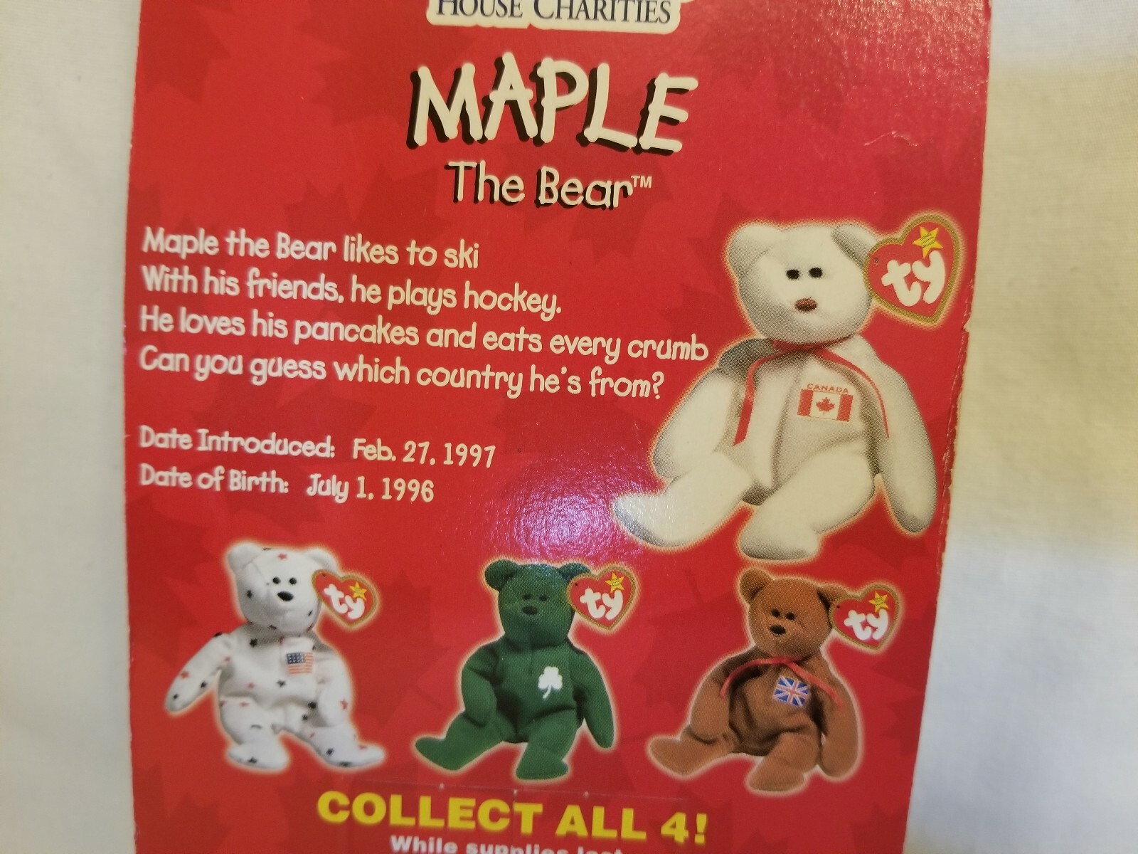 RARE! Maple the Bear Canada Beanie Babies Ronald McDonald House