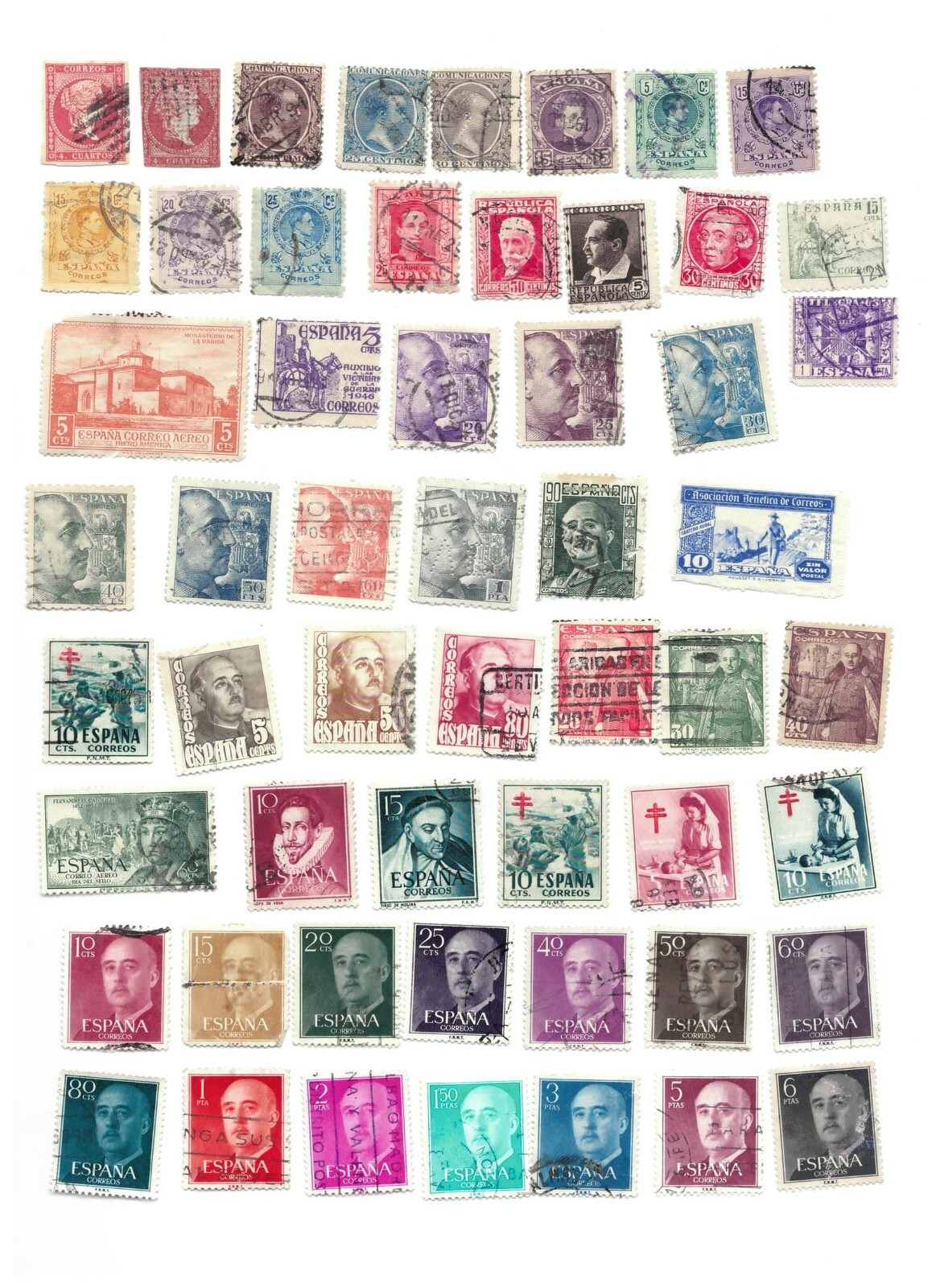 LOT002SPA SPAIN STAMPS 94 different mostly *USED*