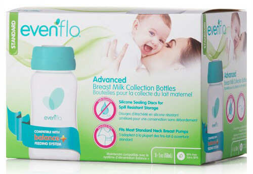 6 Pack 5oz Evenflo Advanced Breast Milk Collection Bottles - BPA FREE - 937518