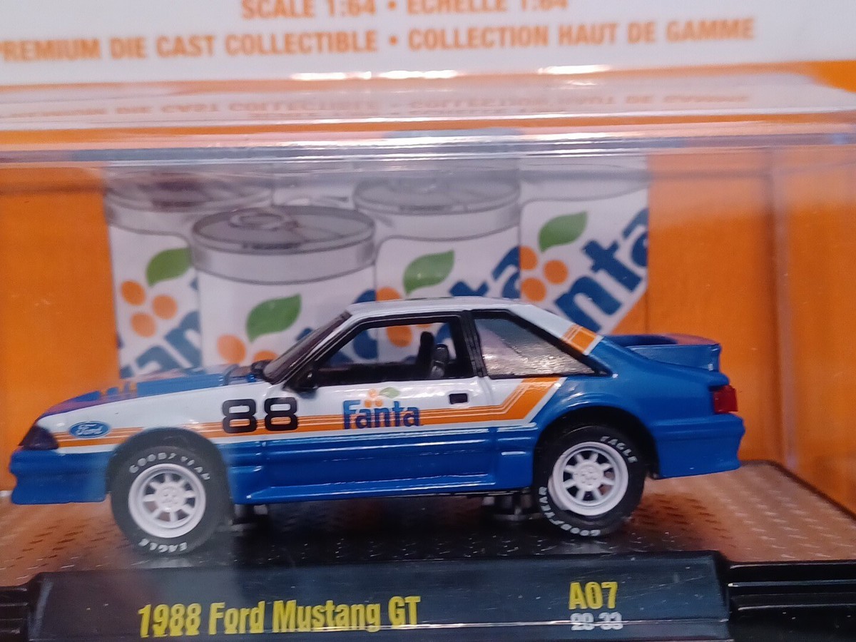 M2 Machines Coca Cola release 1988 Ford Mustang GT (Fanta Orange