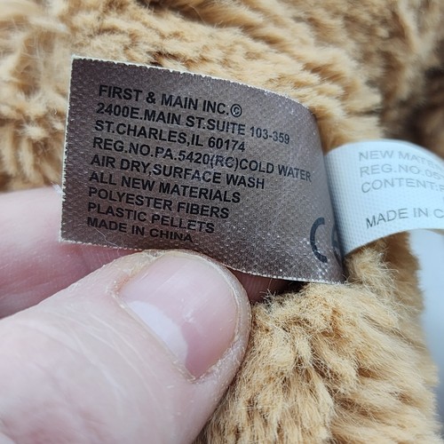 Ours en peluche Dean marron clair bleu marine vert blanc nœud rayé premier et principal #1794 - Photo 7 sur 8