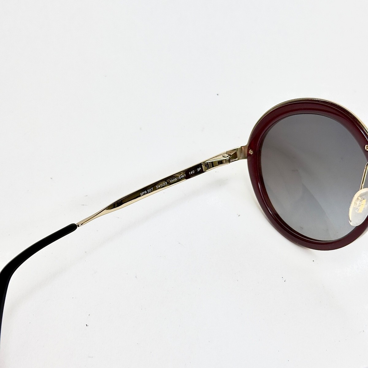 PRADA CINEMA 50T Round Metal Gold Burgundy POLARIZED Fashion  display picture 2
