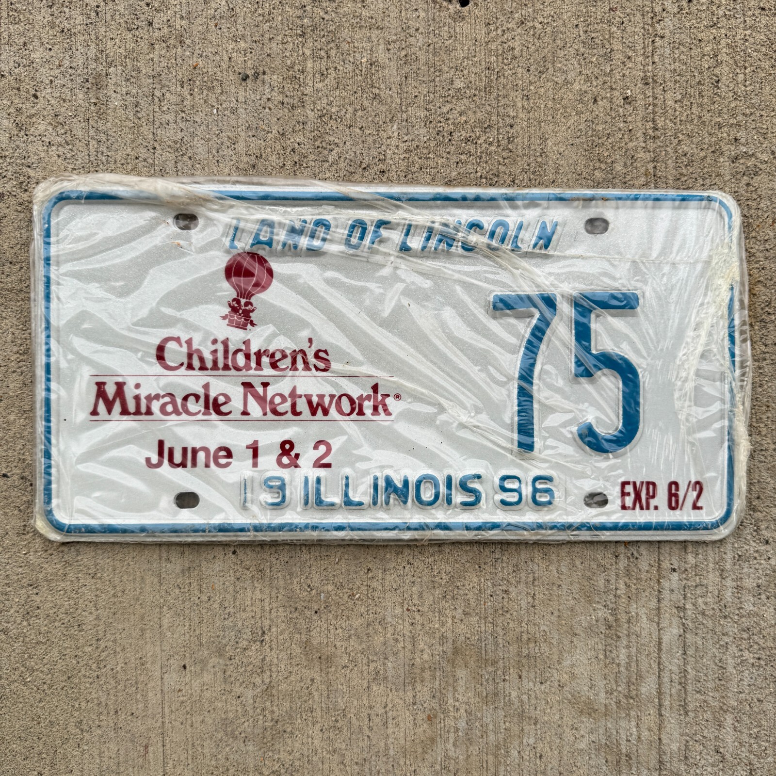 1996 Illinois EVENT License Plate PAIR Auto Tag Garage Children's Miracle Net 75