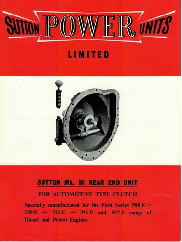 Sutton Power Units Ltd MkIII Rear End Unit For Ford Engine Brochure 1961 4329F