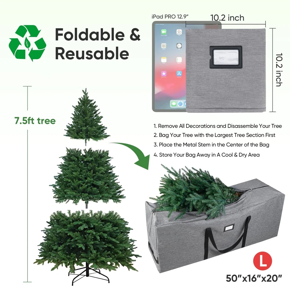 7.5 ft Christmas Tree Storage Bag+ Christmas Wrapping Paper Storage Organizer - Image 3 of 4