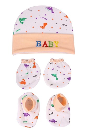 Juegos de guantes de algodón para bebé recién nacido con gorra y botines - pa... - Imagen 2 de 5