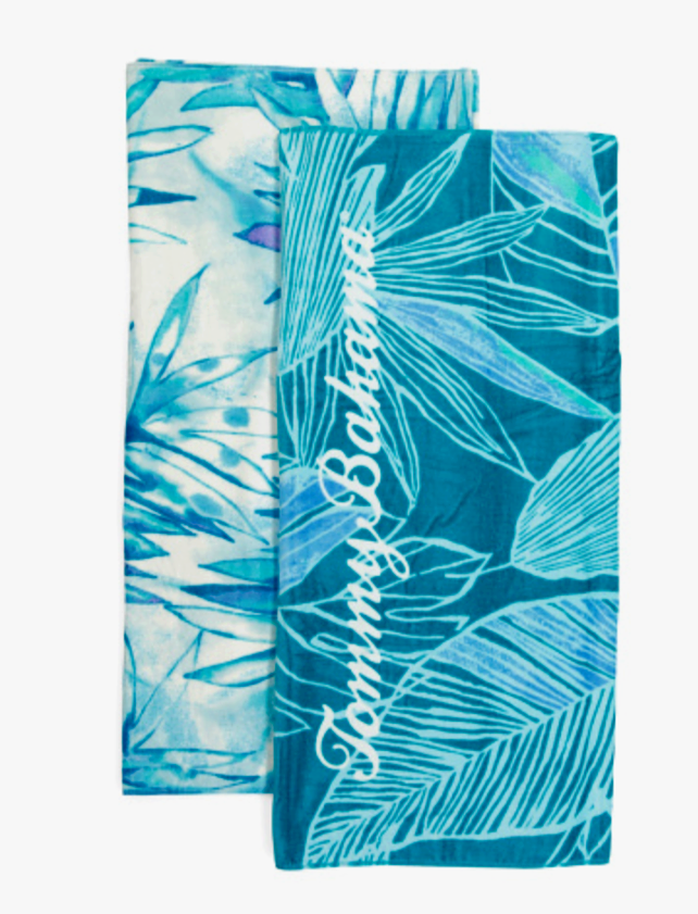 Tommy Bahama Beach Towel Blue Aqua 36 x 68 Cotton Thick Extra Large Soft Logo eBay