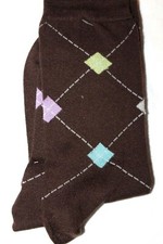 K. Bell Women's Brown Mid-Calf Geometric Socks Sock Size 9-11 / Shoe Size 4-10
