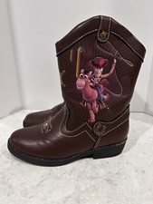 Pixar Toy Story LIGHT UP Cowboy Boots Shoes Western Rodeo Woody Brown Toddler 12