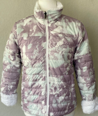 THE NORTH FACE Youth Girls L 14-16 Gray /Mauve Reversible Mossbud Swirl Jacket