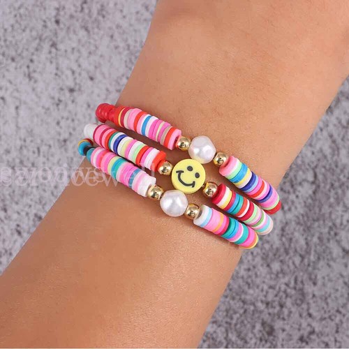 100PCS Smiley Face Pony Beads Polymer Clay Fun 10mm Mix DIY Jewellery Spacer AU - Picture 6 of 11