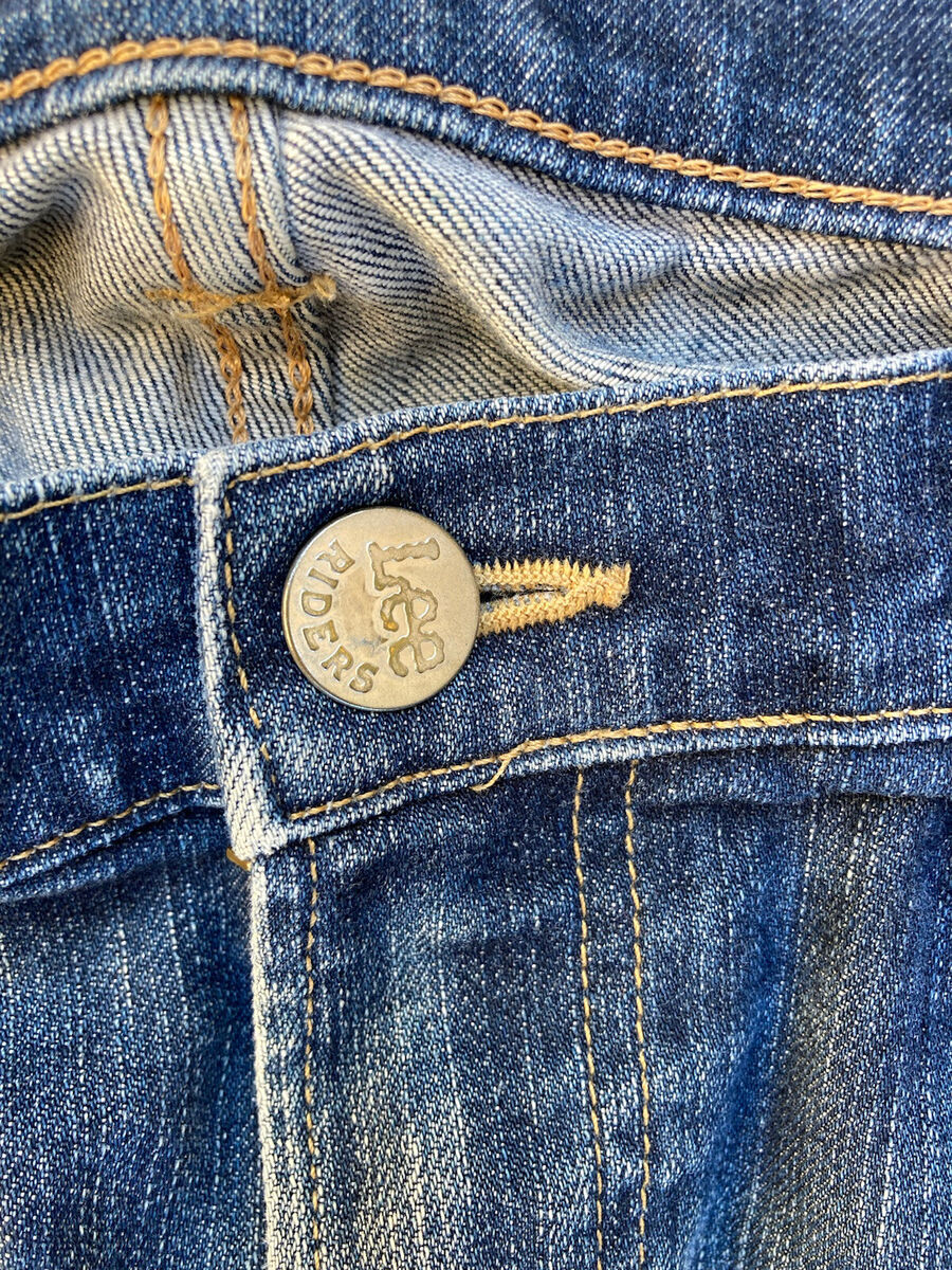Men's Lee Rider Jeans Blue L Distressed Made in Japan Zip Men's Lee Rider Jeans Blue L Distressed Made in Japan Zip