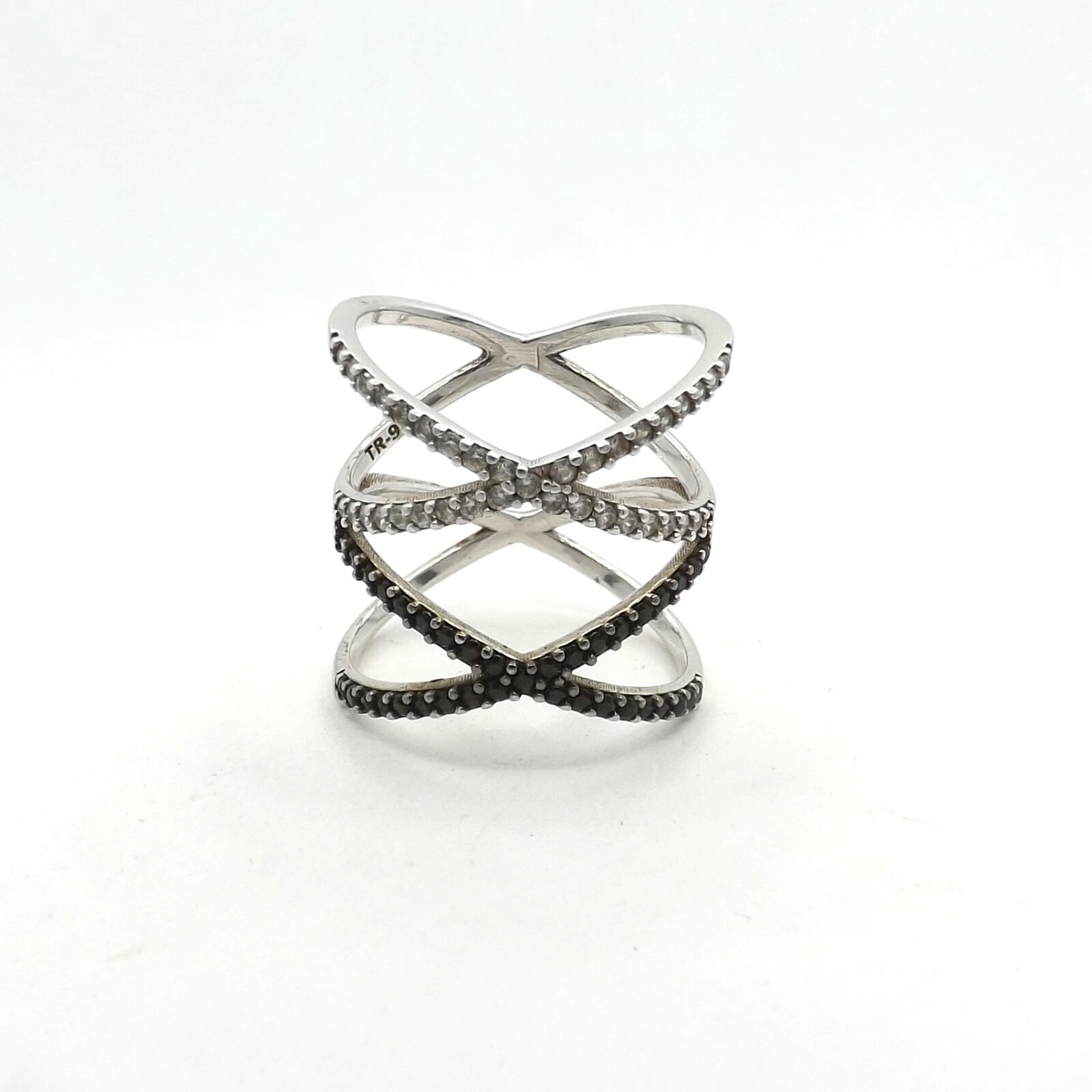 Sterling Silver cz Double Infinity Ring X Open Sp… - image 2