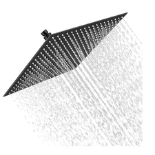 Black 16in Ultra-thin Stainless Steel Rainfall Square High Pressure Shower Head
