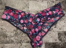 NWT VICTORIA'S SECRET XL PINK FLORAL ROSE SNAKE SMOOTH HIGH LEG CHEEKY PANTIES