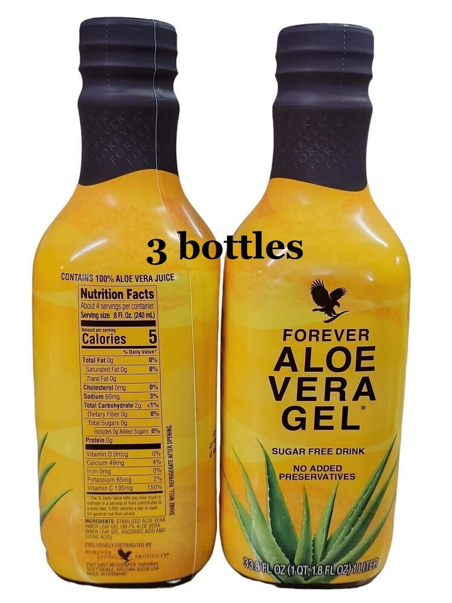 3 bottles FOREVER LIVING ALOE VERA GEL STABILIZED (1 L each)