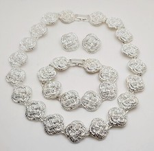 S001 Vintage chunky style silver fashion necklace choker Earrings  bracelet Set