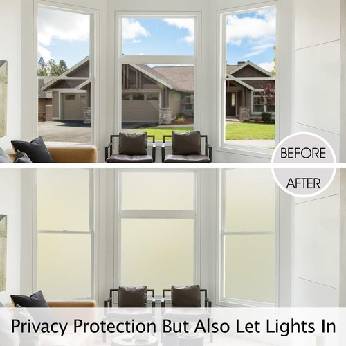 Frosted Window Film Vinyl 35.4" x 6.5" UV Blocking Static Cling Privacy Covering - Picture 5 of 11