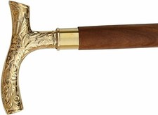 Designer Wooden Walking Stick Cane Nautical Victorian Style Brass Handle gift