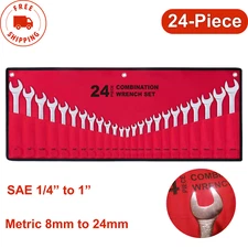 24-Piece Master Combination Wrench Set With Roll-up Storage Pouch SAE 1/4” to 1”
