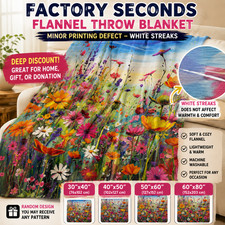 Flannel Throw Blanket Factory Seconds Printing Defects w/ White Streaks Random