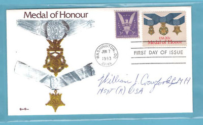 William J. Crawford Medal of Honor Reipient WW 2 SIGNED Beauty First Day Cover!