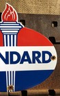 VINTAGE STANDARD GASOLINE PORCELAIN TORCH GAS SERVICE STATION PUMP PLATE SIGN — photo 5