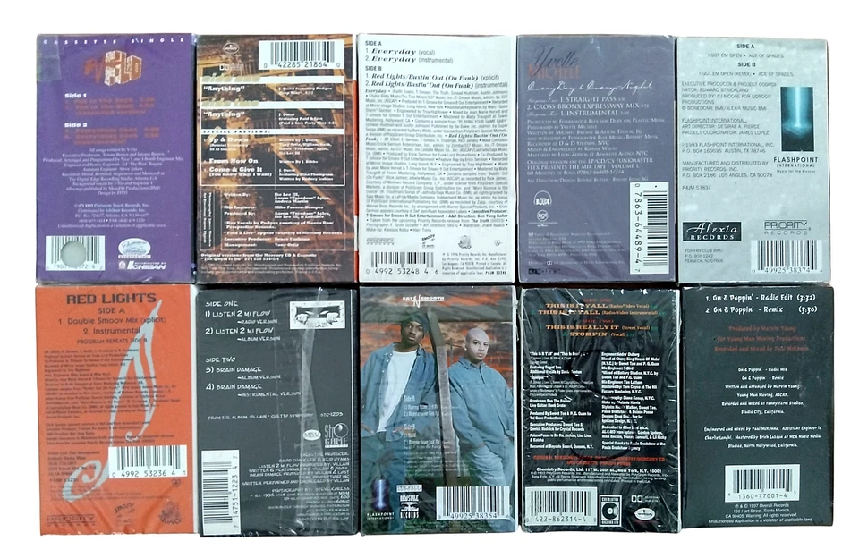 Hip Hop Rap R&B Soul Funk LOT of 10 Cassette Tapes SINGLES NEW Sealed - Image 2 of 4