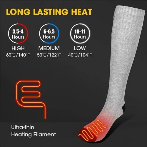 Snow Deer 2024 verbesserte wiederaufladbare elektrisch beheizte Socken Gr. XL neu mit Etikett - Bild 3 von 4