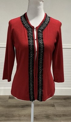 Victorian Red Embellished Cardigan | Vampire Queen Gothic Romantic Top S