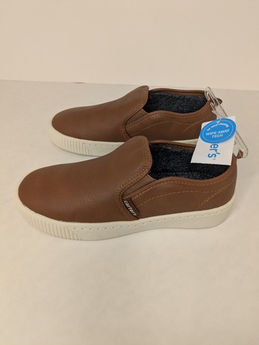 New! Carter's Brown Slip-On Sneakers Leather Shoe Size 3 Boys - Picture 3 of 6