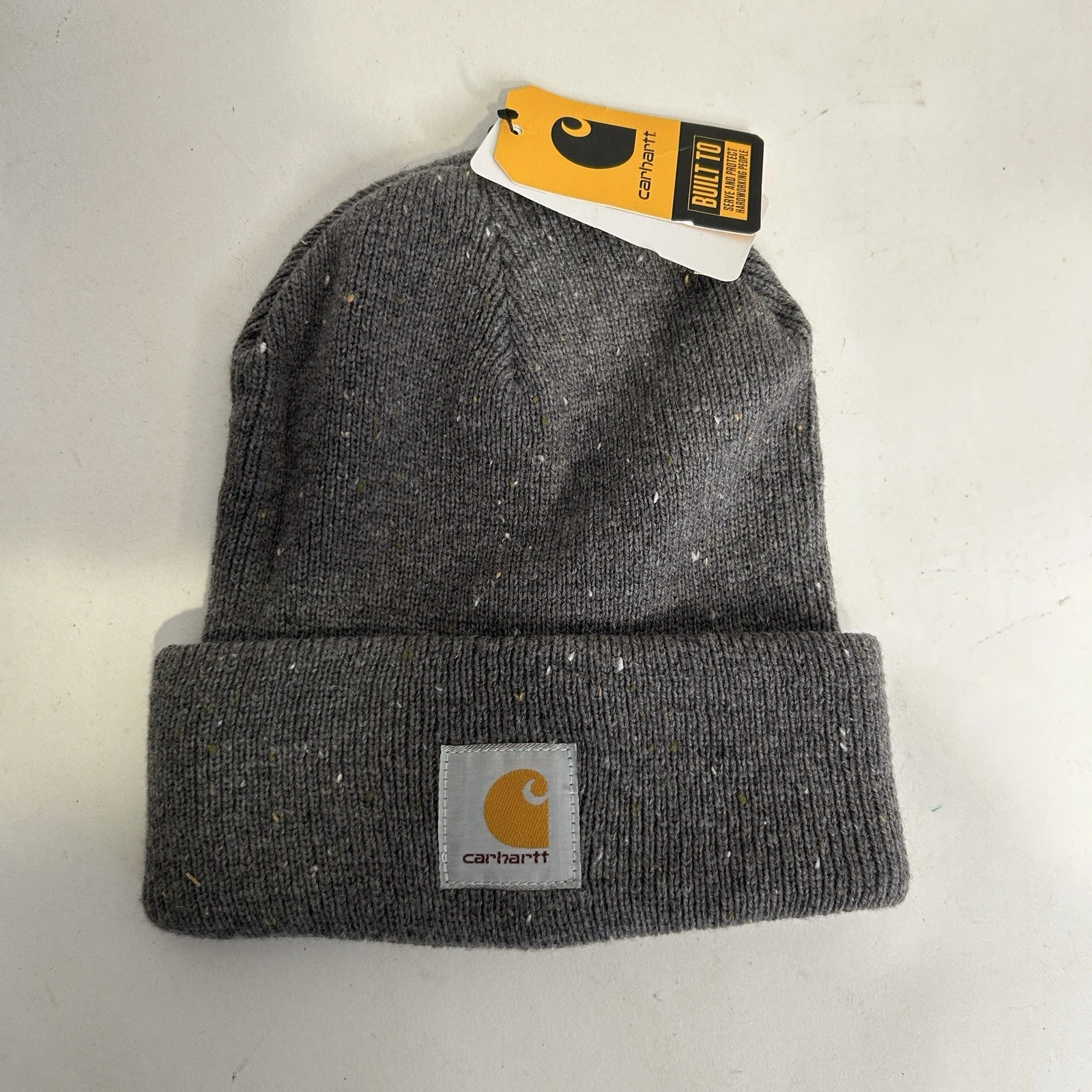Carhartt Anglistic Speckled Fold Over Beanie “Heather Grey” One Size New