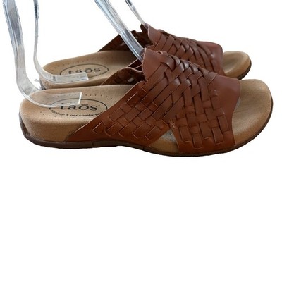 Taos Guru Leather Slide Sandals Brown Women s Size 6 Boho Hippie Comfort