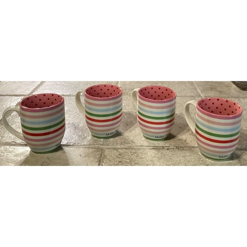 Set of 4 ~ NEW Matilda Jane Clothing Coffee Tea Mugs~Colorful Striped Polka Dot - Picture 6 of 10