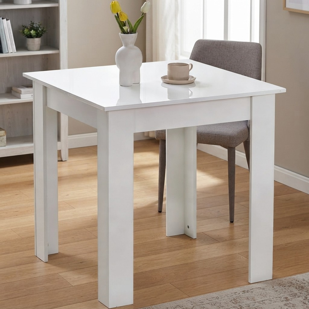 Elegant 75cm Square High Gloss Dining Table for 2-4 - Perfect for Home & Office