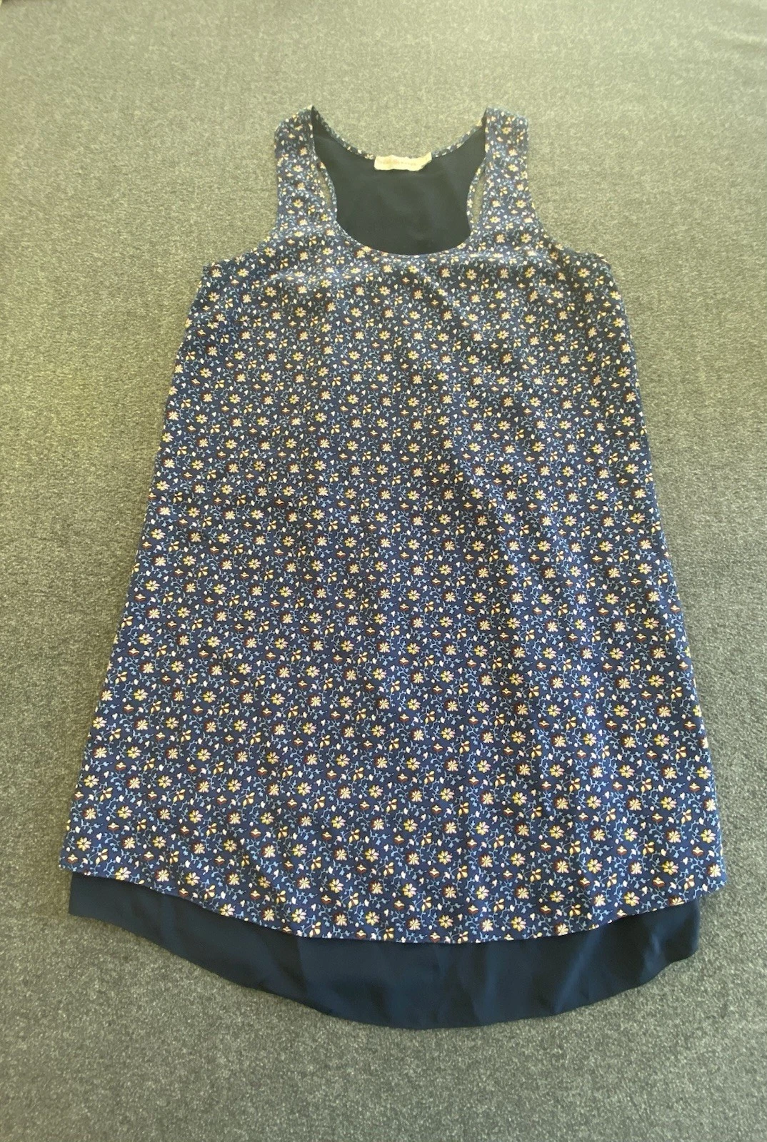 Abito Tory Burch piccolo blu floreale seta prendisole foderato vacanze estive tutti i giorni