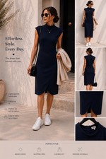 Fresh Soul Black Sleeveless Midi Dress Size 12 Minimalist Chic Work cocktail 